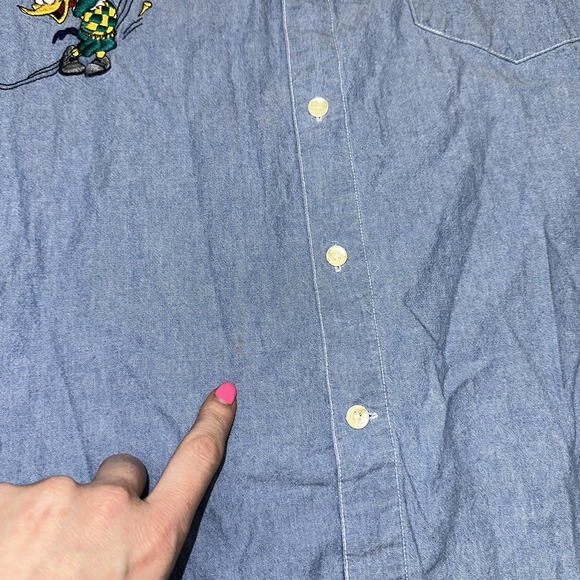 Vintage 90's Universal Studios Woody Woodpecker Golf Willy Willy‎ Denim Men's XL - Picture 9 of 10